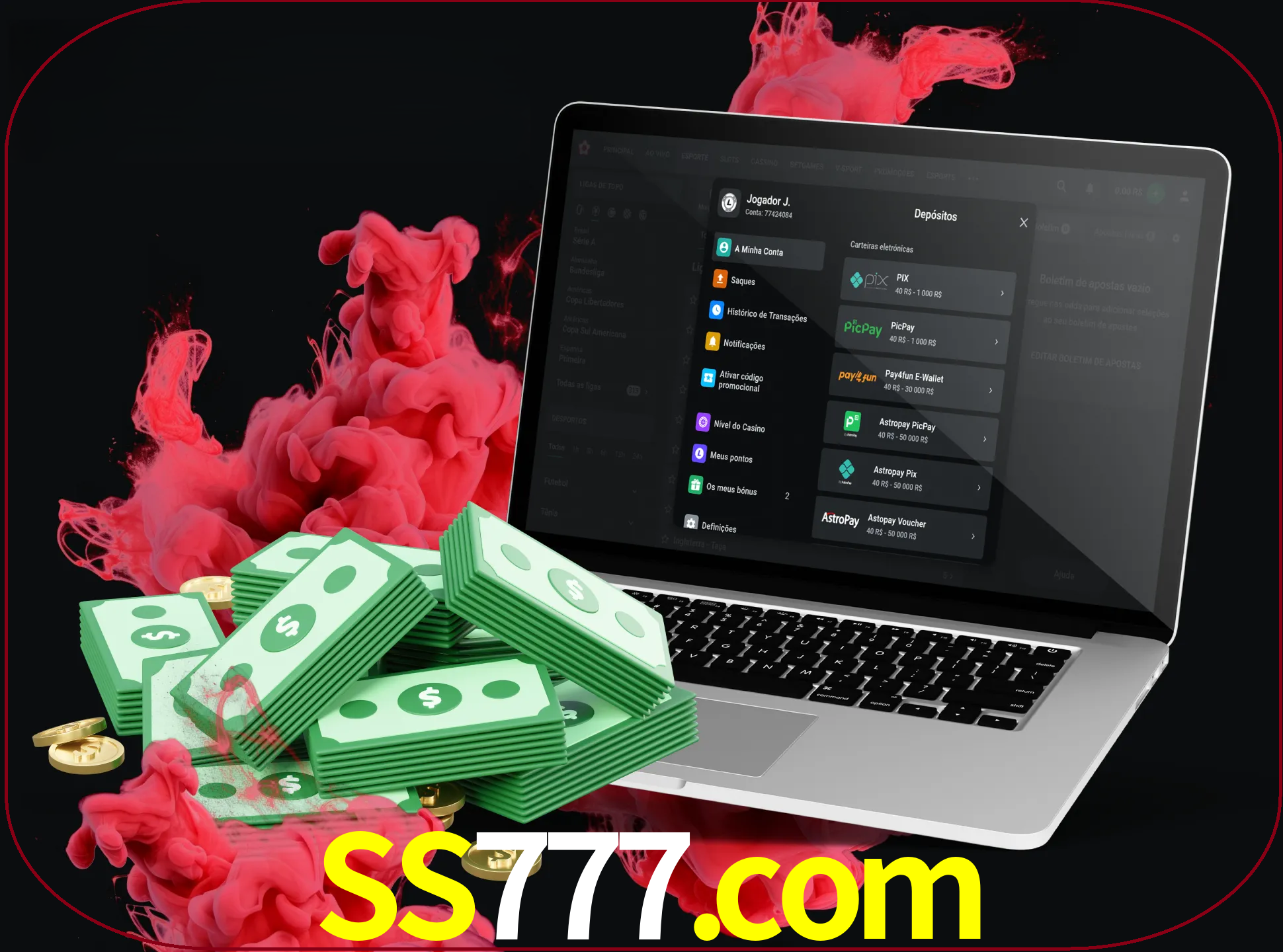 Para efetuar um depósito na sua conta ss777, basta escolher o método de depósito e especificar o montante.